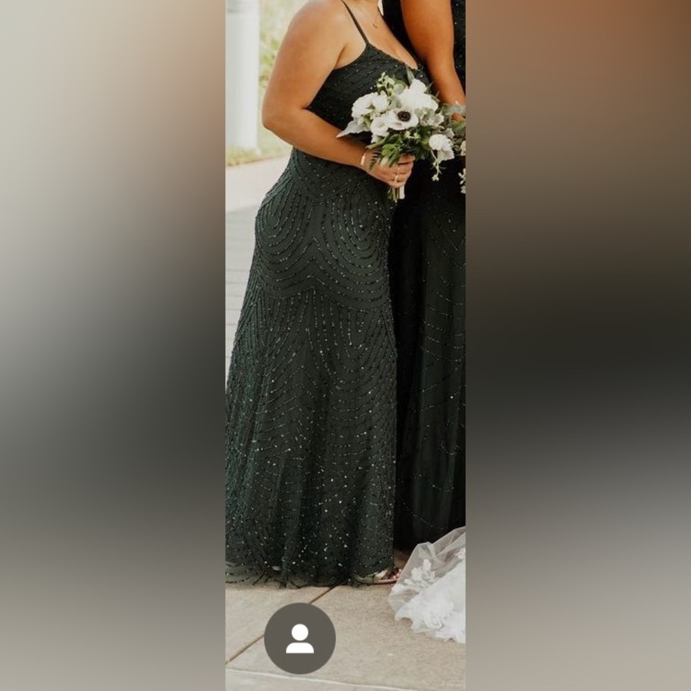 Adrianna Pappell ART DECO BEADED BLOUSON GOWN Dusty Emerald